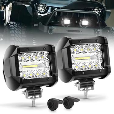 Imagem de CO LIGHT Kit de luzes LED de 10 cm, ponto de inundação de fileira tripla, barra de luz de neblina LED de 18 W, luz de trabalho de vala de direção off-road compatível com caminhonete SUV, reboque