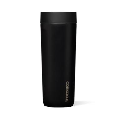 Imagem de Corkcicle Caneca de Viagem Isolada de Aço Inoxidável à Prova de Vazamento, Mantém Bebidas Frias por 9 Horas e Quentes por 3 Horas, Preto Fosco, 500 ml