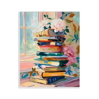 Imagem de Stupell Industries Vivid Bookstack by Window Wall Plaque Art, design by Arlington Prints, 14 x 11
