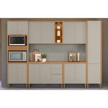 Imagem de Cozinha Modulada Completa Allure 6 Peças (2Aéreos+2Balcões+1Paneleiro+1TorreQuente) CP19 Jequitiba/Gris Fosco - Linea Brasil