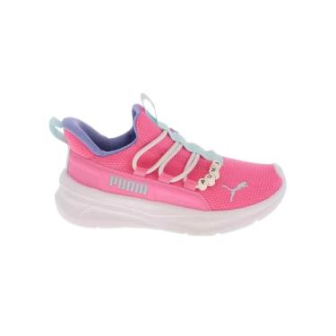 Imagem de PUMA Tênis infantil unissex One4all sem cadarço (criança pequena), Rosa rápido/branco/azul-claro, 12 Little Kid
