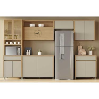 Imagem de Kit Cozinha Completa 6 Peças Condessa (3Aéreos+2Balcões+1Paneleiro) C6P93 Carvalho/Cinza - Nesher