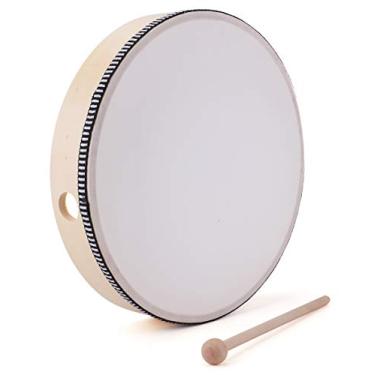 Imagem de Foraineam Tambor de mão de 25,4 cm com batedor, bateria de madeira para percussão