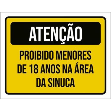 Imagem de Kit 3 Placas Atenção Proibido Menores 18 Anos Sinuca