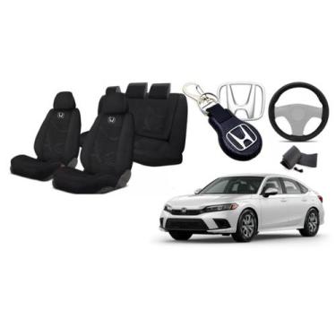 Imagem de Kit Capas Tecido Personalizadas Civic 20-24 + Volante + Chaveiro - Fer