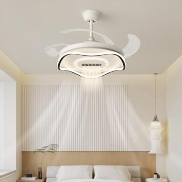 Imagem de Ventilador de teto LED com iluminação silenciosa regulável com controle remoto Ventilador de teto moderno Ventilador invisível Luz para sala de estar Quarto Sala de jantar Ventilador Lâmpada