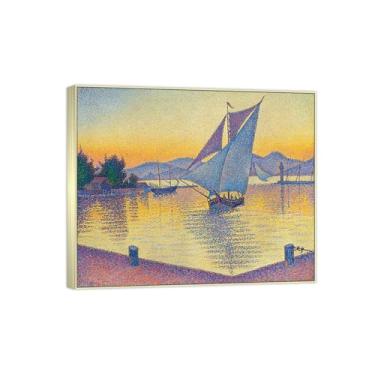 Imagem de BMZFYBS Impressão em tela famosa pintura - paisagem arte de parede - Porta ao pôr do sol - Pôster moldura prata para decoração de casa 60 x 75 cm 24 x 29 pol