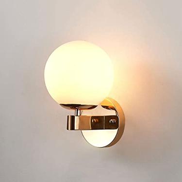 Imagem de Luminária de parede nórdica, luminária de parede de metal com cúpula de vidro branca, luminária de parede interna moderna de meados do século para sala de estar, quarto, cabeceira, café, res