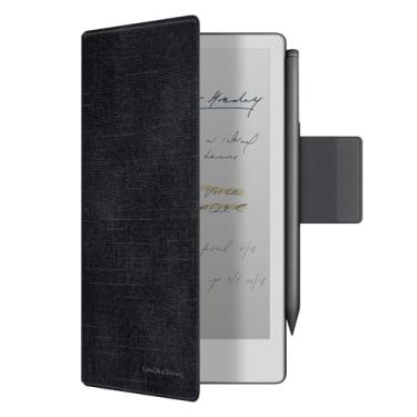 Imagem de LaoShuSheng Capa magnética para tablet Notável Paper Pro Move de 18.5 cm 2025 | Couro PU fino e leve | Capa fólio para livro | com fecho de caneta | hibernar/despertar automático inteligente | (tecido