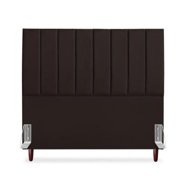Imagem de Cabeceira De Casal Queen Carla 160 cm Com Frame Em Couro Marrom - Tifa