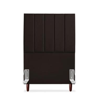 Imagem de Cabeceira De Solteiro Carla 90 cm Com Frame Em Couro Marrom - Tifanny 