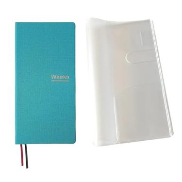Imagem de Agenda semanal sem data, organizador de bolso, agenda, agenda, caderno A6, bloco de notas (azul lago com capa)