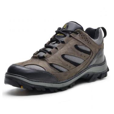 Imagem de Tênis Adventure Pierrô cano curto couro legítimo cor marrom e cinza , 