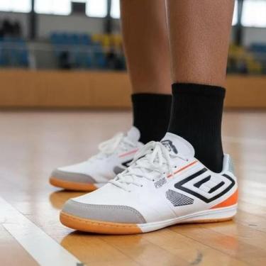 Imagem de Chuteira Futsal Umbr Pro 5 Bump Futebol Salão Bico Reforçada, Branco, 
