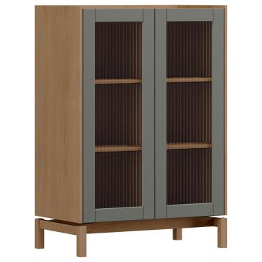 Imagem de Cristaleira Para Sala de Jantar Bar 2 Portas Vidro Esdras F06 Oak Ferrolack - Lyam Decor