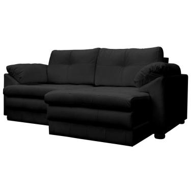 Imagem de Sofá Retrátil 2 Lugares Bipartido Sala de Estar Bali 175cm Couro Preto - Gran Belo