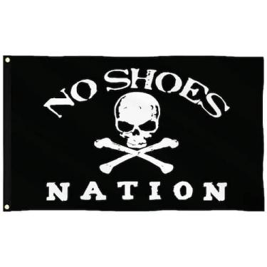 Imagem de Bandeira SOULBUTY No-Shoes-Nation preta/branca 30x45cm poliéster