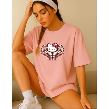 Imagem de Camiseta Feminina T-shirt Hello Kitty Academia Treino Gym - Genérica, 