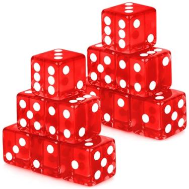 Imagem de Adecortalk 12 Pcs 19 mm Casino Dice Acrylic Red Translucent D6 Dice 6 Sided with Square w/Rounded Edge for Casino Craps Table Game Night Board Games Teaching Math Supplies