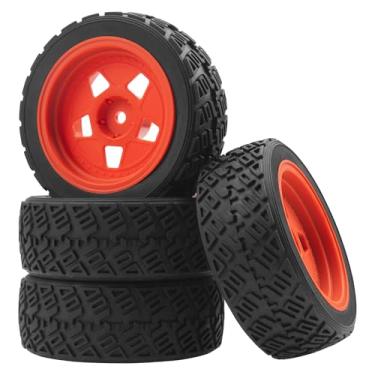 Imagem de Vgoohobby OD 2.8" RC 1/10 On Road Tires & Plastics Wheel Rims 12mm Hex Compatible with Tamiya TT01 HSP 94123 Traxxas 4Tec 2.0 1/10 RC On Road Racing & Touring Car (Red)