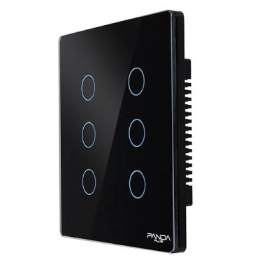 Imagem de Interruptor Inteligente Touch 1,2,3 e 6 Botões Teclas 4x2 e 4x4 Alexa Google Wifi App Tuya Pandaplus Controle de Voz Automação Bivolt (Preto 6 Botões)