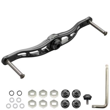 Imagem de HEIGHTEN 105 mm/115 mm/120 mm/130 mm Alça de molinete de pesca sem botão para Shimano Daiwa Baitcasting Reel Power Handle Crank Acessório (cinza escuro, 120 mm) (0255)