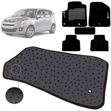 Imagem de Jogo de Tapete Carpete Tevic Pinado Compatível com C3 Picasso 2011 12 13 14 Impermeável Lavável Logo Bordado 5 Peças