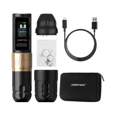 Imagem de Kit De Caneta De Tatuagem Ambition Soldier Max 4.0mm Sem Fio 2400mAh M
