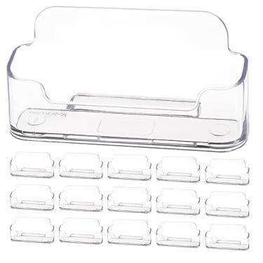 Imagem de 16 porta-cartões de visita de plástico, 9 x 4 x 4 cm (C x L x A), suporte de cartão de visita transparente de acrílico para mesa de escritório, visor de mesa para colocar de 40 a 50 cartões de visita