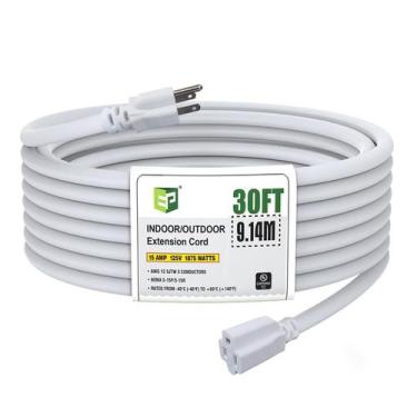 Imagem de Cabo de extensão EP 9,1 m Heavy Duty 12/3 SJTW 15A 125V branco