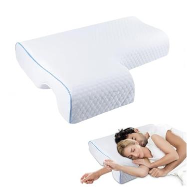 Imagem de FITHUGOO Travesseiro com memória arqueada para casal, travesseiro ergonômico antipressão para casais com orifício para o braço - ótimo para abraços, dor no pescoço e no ombro (braço direito)