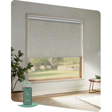 Imagem de Yoolax Persianas motorizadas com controle remoto, persianas inteligentes blackout para Windows, funcionam com Alexa Google via Hub, persianas automáticas sem fio (3 + preto)