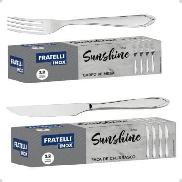 Imagem de 2X Jogo Garfo Faca Inox 24 Peças Bar Restaurante Buffet Talh