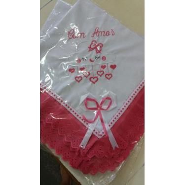 Imagem de Manta para Bebê Menina Pink Chuva de Amor Bordado - Manta verão para n