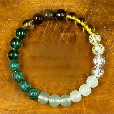 Imagem de Pulseira de olho de tigre e vidro malaquita que atrai riqueza, Medium, Cristal, Sem Pedra Preciosa