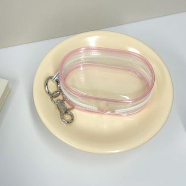 Imagem de Caixa organizadora portátil, durável, transparente, cabo de dados, caixa de armazenamento, capa redonda, bolsa de armazenamento (rosa)