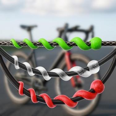 Imagem de 2 peças de protetor de cabo de freio de bicicleta - manga espiral de silicone para caixa de linha de freio de mudança de bicicleta de estrada de montanha, capa de quadro antiarranhões, verde