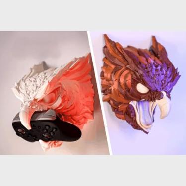 Imagem de Suporte de Controle Gamer em Forma de Coruja Branca – Compatível com todos os consoles e PC – Suporte Decorativo de Mesa ou Parede Premium – Presente Geek para Gamers