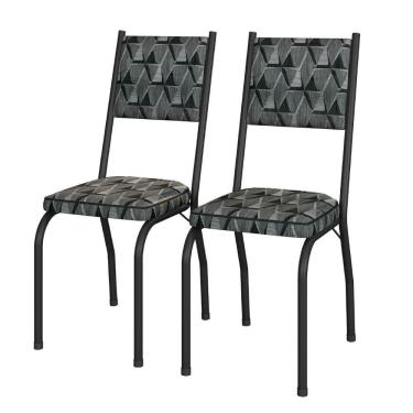 Imagem de Conjunto Com 2 Cadeiras Tubular Diana Preto Fosco Assento Mosaico Artefamol