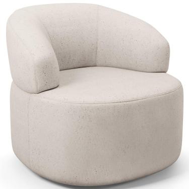 Imagem de Poltrona Giratória Orgânica Para Sala De Estar Living Helena L02 Linho Cru - Lyam Decor