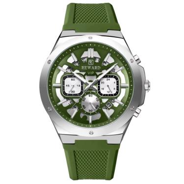 Imagem de Relogio Masculino Quartzo Multifuncional Casual Pulseira De Silicone Impermeavel Verde