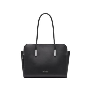 Imagem de Calvin Klein Bolsa Junie com compartimento triplo, preta/prata, tamanho único