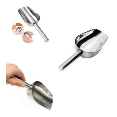 Imagem de Pá Colher Pegador Para Gelo Cereais Ração Grãos Em Aço Inox
