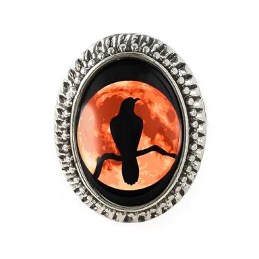 Imagem de Anel Raven Nevermore - Corvo gótico de Halloween, pulseira ajustável de prata ou bronze antigo, bijuteria oval feita à mão - 95, Adjustable, Metal, Sem pedra preciosa