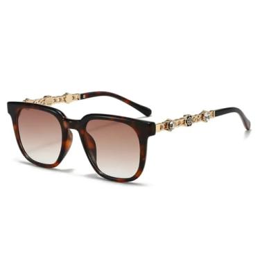 Imagem de Óculos de Sol Luxuosos Unissex Estilo Olho de Gato com Armação Anti-Luz Azul (C6 Leopardo)