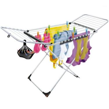 Imagem de Varal De Chão Em Alumínio Big Até 21 Kg Com Abas Dobrável Leve Secalux