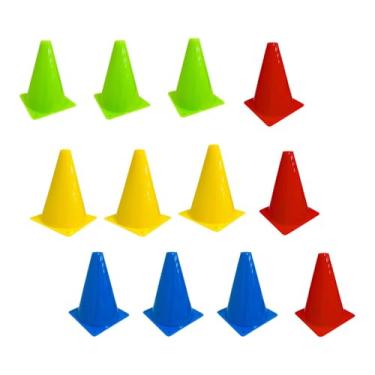 Imagem de Vaveren 12 peças de cones marcadores para treinamento de futebol, cones esportivos, quatro cores para prática de atividades ao ar livre, basquete, patinação
