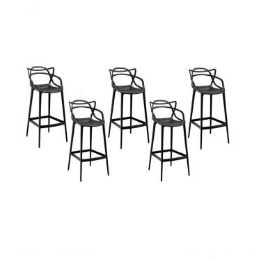 Imagem de Kit C- 5 Banquetas Masters Allegra Pretas