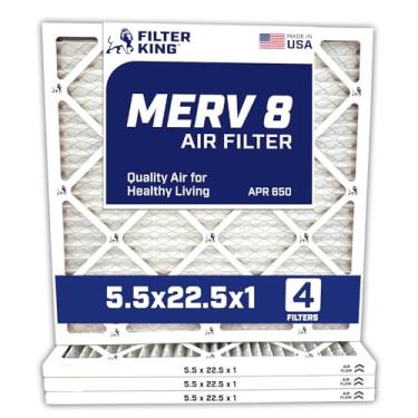Imagem de Filter King Filtro de ar 5,5 x 22,5 x 1a | Pacote com 4 | Filtros de forno A/C plissados MERV 8 HVAC | Feito nos EUA | Tamanho real: 14 x 22,5 x 1,90 cm