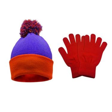 Imagem de Lumeifushi Gorro infantil de tricô, chapéu de inverno, acessórios de fantasia, luvas vintage para cosplay de Halloween (EUA, alfa, tamanho único, roxo)